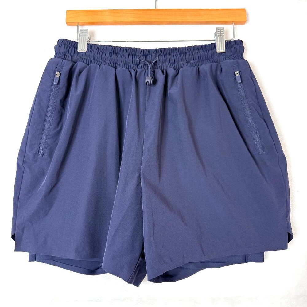 REISS CASTORE Water Repellent 2 in 1 Casual Drawstring Gym Lined 5" Shorts L